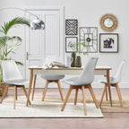OLIXIS Dining Chairs Set of 4, PU Leather Upholstered Kitchen Chairs with Solid Wood Legs, Mid Century Modern Accent Chairs for Living Room, Bedroom, Patio, White