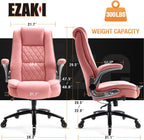 High Back Office Chair- Flip Arms Adjustable Built-in Lumbar Support, Executive Computer Desk Chair Work Chairs, Thick Padded Strong Metal Base Quiet Wheels, Ergonomic Design for Back Pain