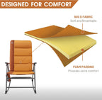 Timber Ridge Oversized Folding Rocking Camping Chair, Padded Outdoor Rocker with High Back, Portable Outdoor Chair for Patio, Garden, Lawn, Supports up to 400 lbs, Orange(2 Pack)
