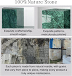 Luxury Natural Marble Square Side Table & Coffee Table, Accent End Table for Modern Couch, Bed, Living Room, Bedroom, and Showroom（Green）