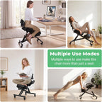 Ergonomic Kneeling Chair for Home and Office, Height Adjustable Cross Legged Office Chair with Back Support, Brake Casters, Thick Cushions for Desk to Relieve Back Discomfort Black