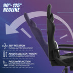 Gaming Chair Office Chair High-Back Ergonomic Video Game Chairs for Kids Teen Adult Height Adjustable Reclining Computer Chair with Lumbar Support Armrest Headrest Game Chair - White