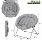 Magshion Oversized Folding Saucer Chair for Adults, Durable 600D Oxford Fabric & Sturdy Metal Frame, Comfy Circle Chair for Bedroom, Dorm, or Living Room (Grey, Set of 2)