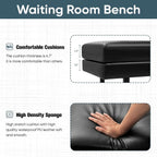 Shahoo 3 Seats Faux Leather Reception Bench, 60 Inches Office Guest Chair with Heavy-Duty Metal Legs, Upholstered Waiting Room Chairs for Office,Conference & Living Room, Black, 1 PCS