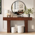 Gadroad 63" Farmhouse Narrow Entryway Console Table, Dark Walnut | with Drawers, Rustic Accent Table for Entryway, Hallway or Behind Sofa, Decorative Foyer Table for Small Spaces