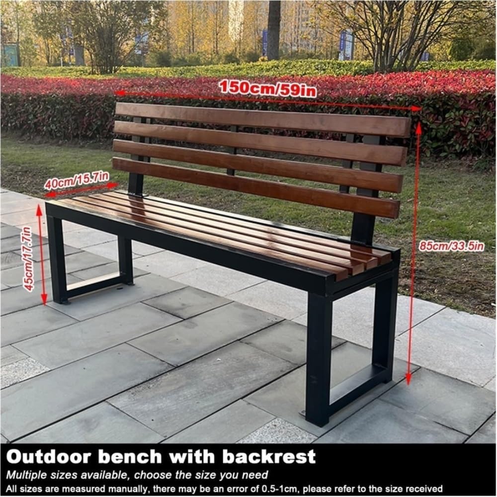Outdoor Bench, Heavy Duty Metal Outdoor Bench With Backrest, 40-Inch Durable Garden Bench for Patio, Park, Porch, Yard, Church, School, Shopping Mall, Store - 100cm/40in Garden Bench(Large)