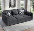 Vesgantti Sectional Sleeper Sofas with Storage, 92" Sofa Bed with 6 Seats Storage Chaises Removable Cover, Deep Seat Modular Couches Velvet Couch Set for Living Room, Apartment, Home Theater, Gray