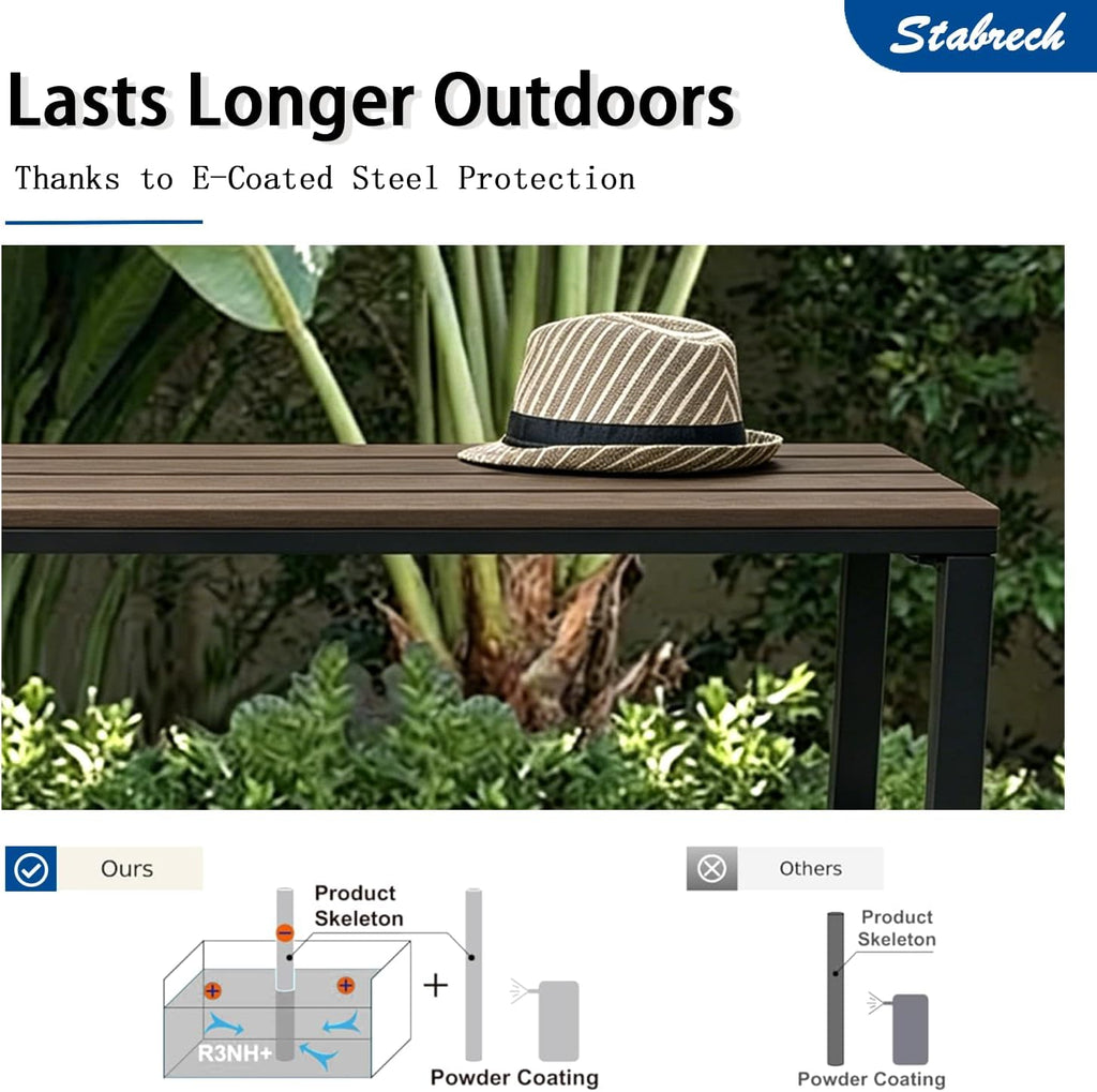 Walnut Outdoor Backless Bench for Garden, Set of 2, Outdoor Bench Weatherproof, Patio Benches for Outdoors, Benches Seat for Backyard, Porch, Plant Stand and Holder
