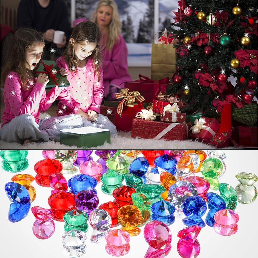 75pcs Multi-Colored Acrylic Gems Plastic Gemstones for Pirate Treasure Party Decoration Table Decorations Vase Filler Fish Tank etc. (Multi Color)