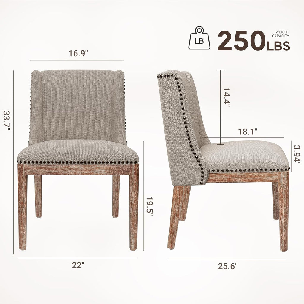 MALOL Dining Chair Set of 4, Upholstered Fabric Kitchen Side Chairs with Solid Wood Legs, Comfortable Seating for Kitchen, Dining Room & Restaurant, Camel