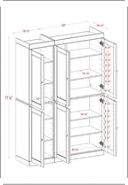 Palace Imports Solid Wood Kitchen Pantry Cabinet 71.5" Tall, 48.5" Wide – Wooden Storage Cabinet w/ 6 Shaker Doors & 8 Adjustable Shelves – Gray, 100% Renewable Eco-Friendly Wood, Made in Brazil