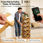 9 Tier Bamboo Shoe Rack, The 9-Tier No-Assembly Bamboo Rack, Foldable Accordion Corner Shoe Shelf, Narrow Standing Closet Shoe Organizer for Shoes, Books, Save Space, Easy to Use (Nature, 9 Tier)