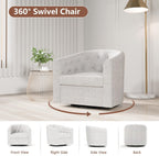 Simore Swivel Barrel Accent Chair Set of 2, Breathable Fabric Round Swivel Cuddle Chair Armchair for Nursery Living Room Bedroom Office, Light Gray