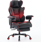 Big and Tall Gaming Office Chair 400lbs - Heavy Duty Ergonomic Computer Desk Chair with Footrest, Adjustable Armrests, High Back PU Leather with Racing Style (Black/Red)