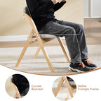 2-Pack Folding Chairs with Cushion Linen Padded Foldable Chairs Raw Wood Folding Dining Chairs for Dining Rooms Kitchen Parties Offices Indoor Outdoor Light Grey