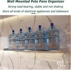 Stainless Steel Wall Mounted Microwave Oven Rack with Pot and Pan Holders Kitchen Storage Organizer for Electric Oven Space Saving Metal Shelving Rack for Cookware Storage.