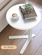 Round End Table,Embedded Coffee Table with V-Type Base,Sofa Side Table for Living Room Balcony Apartment Office Bedroom(Beige,48x56cm)