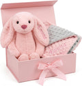 Terwex Personalized Baby Blanket & Plush Bunny Set, Custom Baby Blankets for Girls Boys with Name, Customized 2-in-1 Dot Receiving Swaddle & Rabbit Set, Toddler Infant Gifts for Baby Shower Birthday