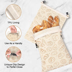 LAKE OF FIRE 16.9"x12.6" Reusable Bread Storage Bags for Homemade Bread with Reusable 2 Sourdough Proofing Covers,Food Cloth Bag Storage Box (Beige + Bread)