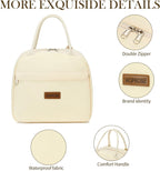 Insulated Lunch Bag for Women Men Adults Lunch Tote with Front Pocket Lunch Box Container Cooler Bag for Work Picnic (Light Yellow)