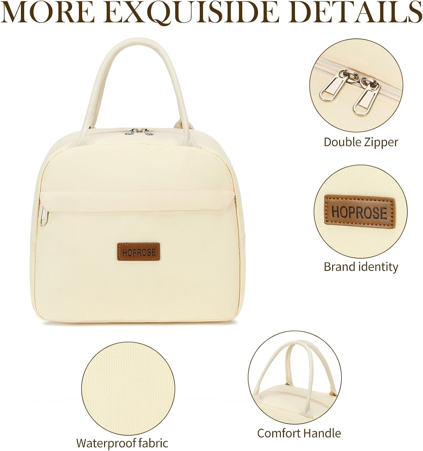 Insulated Lunch Bag for Women Men Adults Lunch Tote with Front Pocket Lunch Box Container Cooler Bag for Work Picnic (Light Yellow)