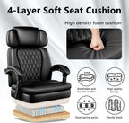 Office Chair with Foot Rest 400lbs, High Back Leather Office Chair Big and Tall, Heavy Duty Ergonomic Executive Desk Chair for Home Office, Black