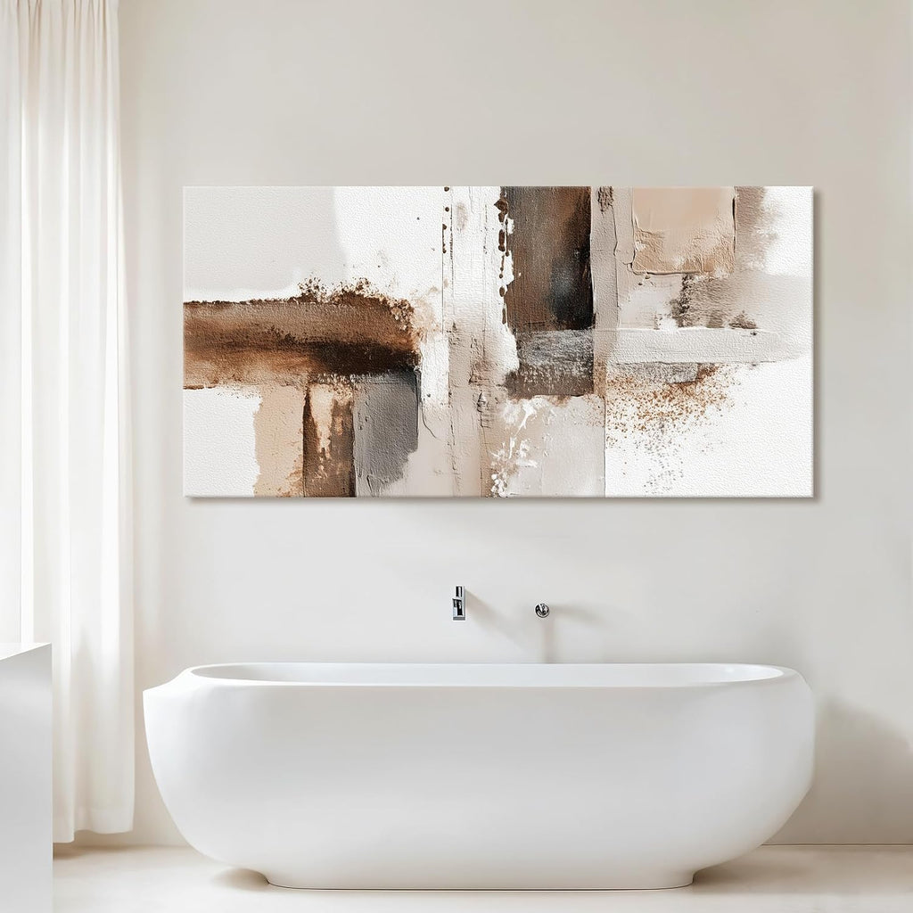 Azatyam Wall Art for Living Room Canvas Wall Art Abstract Beige Brown White Minimalist Modern Wall Decor for Bedroom Home Wall Art Picture Prints Horizontal Large Artwork Paintings Decor 20" x 40"