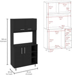37.4" D*15.7" W*70.9" H Freestanding Kitchen Pantry with 2 Shelves, 2 Double Doors, 4 Sliver Legs, Rectangular Double Door Cabinet, Traditional, for Living Room, Dining Room, Black