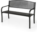 Giantex Metal Outdoor Bench with Mesh Pattern Backrest, Curved Armrests, Load 660Lbs, Slatted Seat for 2-3 Persons, Heavy-Duty Garden Bench for Patio, Backyard, Poolside, Porch, Park (50"×24"×33.5")