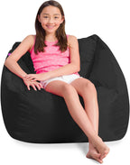 Posh Creations Coronado Bean Bag Boys and Girls Large Chair for Kids, for Gaming and Playrooms, Soft Nylon-Pink
