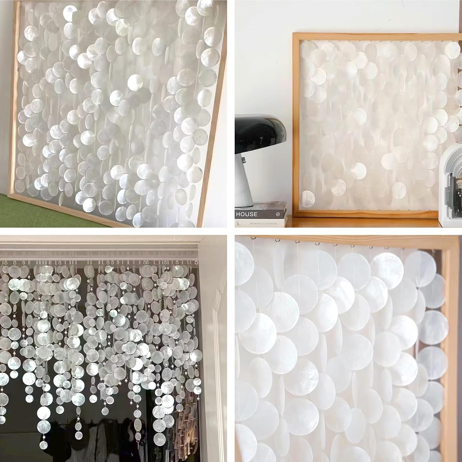 60 PCS Capiz Shells Round Natural Shells, 2 Inch White Round Capiz Shells with 2 Holes for Wind Chimes Curtain Shell Garland DIY Craft Wedding Home Decor