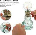 FAVOMOTO Vintage Glass Kerosene Oil Lamp Retro Style Oil Lantern for Indoor Home Décor, Emergency Lighting, Round Teal Lantern