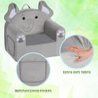 ALIMORDEN Animal Kids Chair, Toddler Sofa for Ages 1-6, Sherpa Kids Lounge Chair with Carry Handle, Washable Cover, High-Density Foam, No Assembly Required Plush Kids Seating (Elephant)
