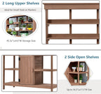Polibi Potting Bench Table with 4 Open Shelves and 2 Drawers, 66" Large Farmhouse Wooden Outdoor Patio Workstation, Garden Potting Bench with Cabinet for Backyard, Mudroom (Brown, 66'')
