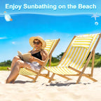M METERXITY Beach Sling Chair Replacement Canvas, 16x44.5 Inch Folding Lounge Chair Fabric with Pillow for Beach/Sunbathing/Courtyard/Garden [Pinstripe Yellow, Only Replacement]