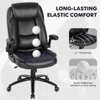 400lbs Capacity Executive Desk Chair with Ergonomic Lumbar Support, Flip-up Arms & High Back Leather Computer Chair for Home/Office, Black