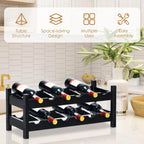 COSTWAY Wine Rack Countertop, 12 Bottles Bamboo Wine Holder, 2-Tier Freestanding Wine Storage Cabinet Shelf for Home, Kitchen, Bar, Pantry, Wine Cellar, Easy-Assembly, Brown (24.5L x 9.5W x 10H)