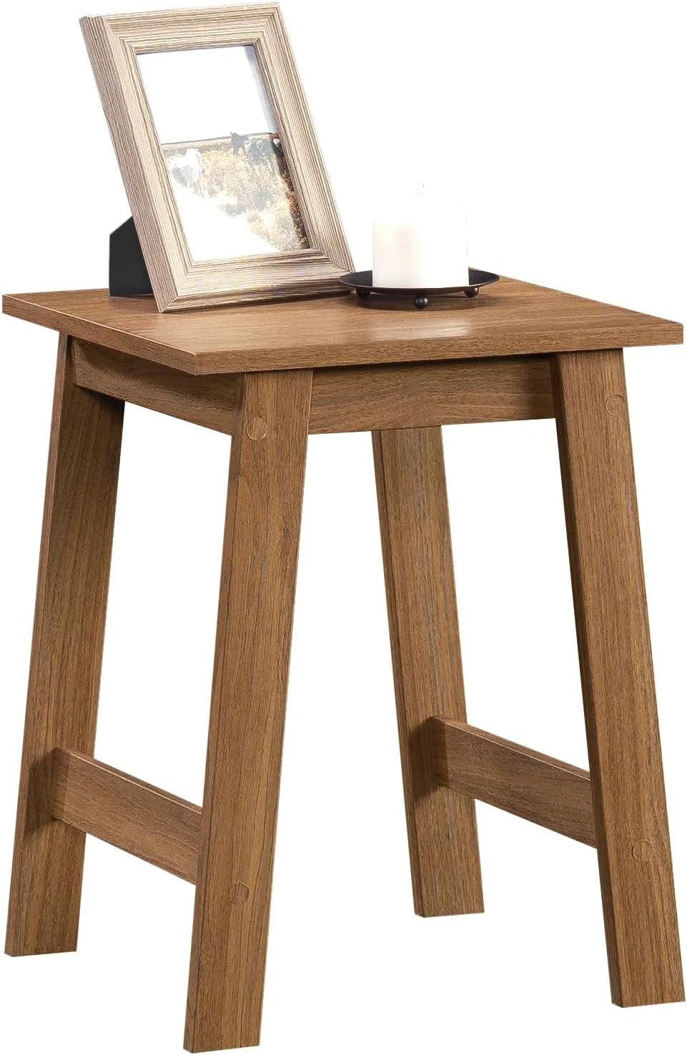Small Square Premium Wood Side Table - Sturdy Space-Saving Walnut Finish End Table for Living Room Bedroom Sofa Bedside Balcony Home Office