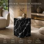 Handmade Natural Marble Side Table, Made to Order Custom Stone End Table, Luxury Nightstand Table for Living Room Bedroom, Customizable Marble Slab Furniture