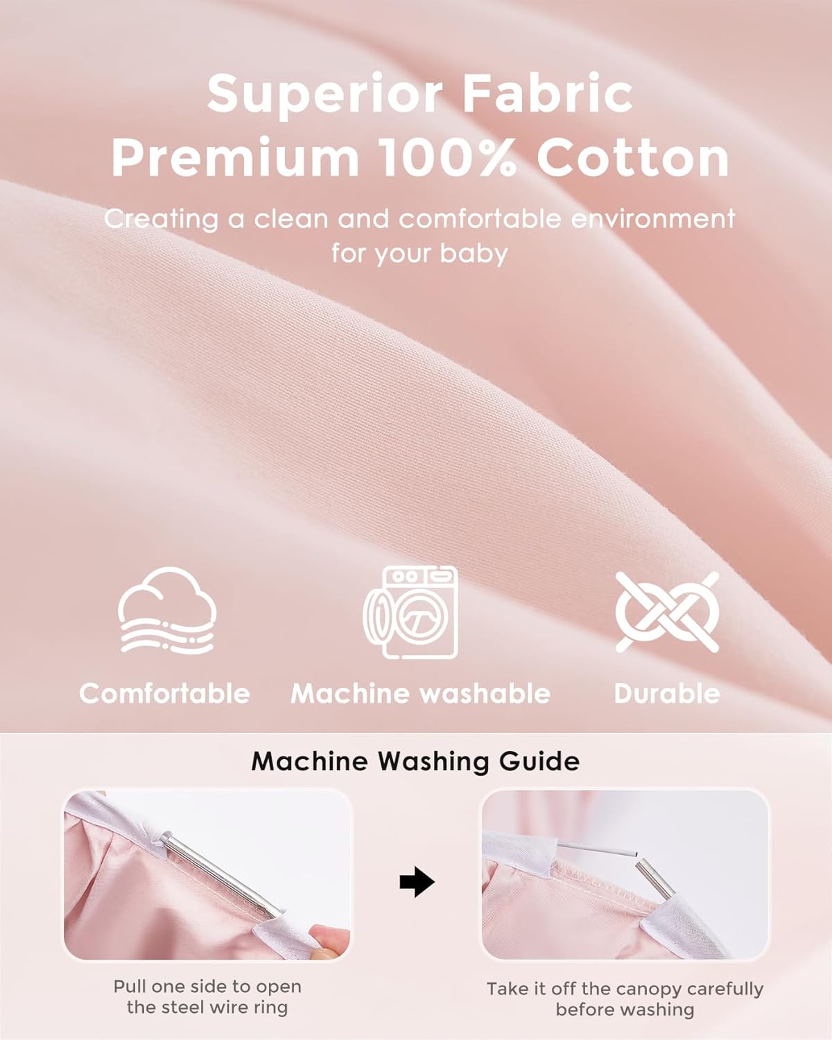 little dove Bed Canopy with Star Lights, Double Layer Canopy for Bed, Princess Play Tent for Girls Room, Breathable Bed Curtain for Children Reading Nook, Machine Washable, 25.6''x106'', Pink