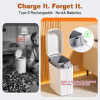funest Bathroom Trash Can with Lid, Automatic Motion Sensor Trash Can, 3.5 Gallon Garbage Can, Type-C Rechargeable, Bag-Holding Design, One-Pull Auto Packing, Quiet-Close Hinge for Bedroom, Office