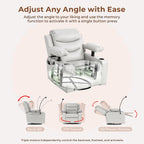 Electric Nursery Recliner Chair, Triple Motor Power Glider, 270° Swivel Rocking Chair with Adjustable Armrests, 8-Point Massage & Lumbar Heating, Phone Holder & Storage, Upholstered Nursing Chair