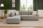 THSUPER 104'' L Shaped Sectional Sleeper Couch with Storage Chaise, Chenille Sectional Sofa with Pull Out Bed and Storage Loveseat, 4 Seater Comfy Couches for Living Room (Light Grey)