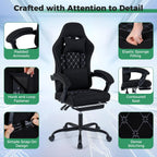 Goplus Gaming Chair, Ergonomic Office Chair with Foot Rest, Lumbar Support, Linkage Armrests, Detachable Headrest, 360°Swivel Computer Chair w/Adjustable Backrest & Height, 330 lbs Capacity (Black)