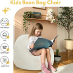 COMAX Bean Bag Chairs for Kids, Toddler BeanBag Sofa with Filler Bean Couch Stuffed for Boys and Girls, Lazy Floor Chair for Playroom, Nursery Room, Beige