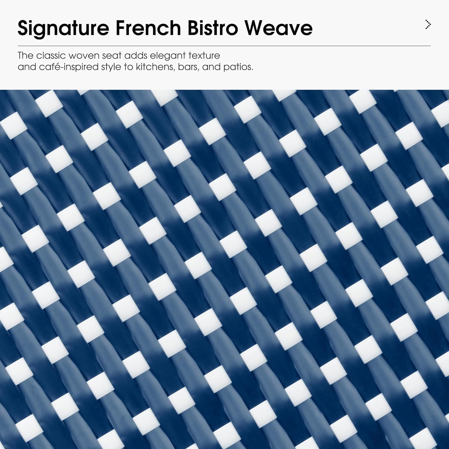 PURPLE LEAF Outdoor French Round 30" Bar Stool Set of 2 Oversized Backless Stackable Bar Chairs with Rattan Wicker Bamboo Print Aluminum Frame for Patio Island Poolside Bistro Deep Blue