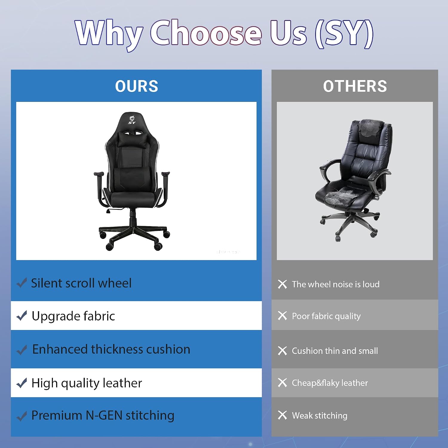 Gaming Chair,Video Game Chair with Massage Lumbar Support, Ergonomic Computer Chair Height Adjustable with Swivel Seat and Headrest
