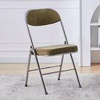 Portable Folding Chairs with Padded Cushion for Comfort Back Support and Durability Ideal for Home Office Indoor and Outdoor Events(Corduroy+Green)
