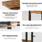 Mini Fridge Stand with Power Outlet & Storage, Rustic Microwave Stand Bakers Rack, Coffee Bar Cabinet for Kitchen, Dorm and Office