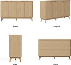 Sideboard Cabinet, 55'' Buffet Cabinet, Modern Fluted Storage Cabinet with Adjustable Shelf & Doors, Accent Credenza Sideboard for Kitchen, Coffee Bar, Living Room, Entryway, Hallway